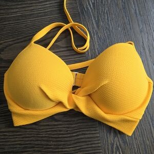 Yellow Textured Bikini Top
